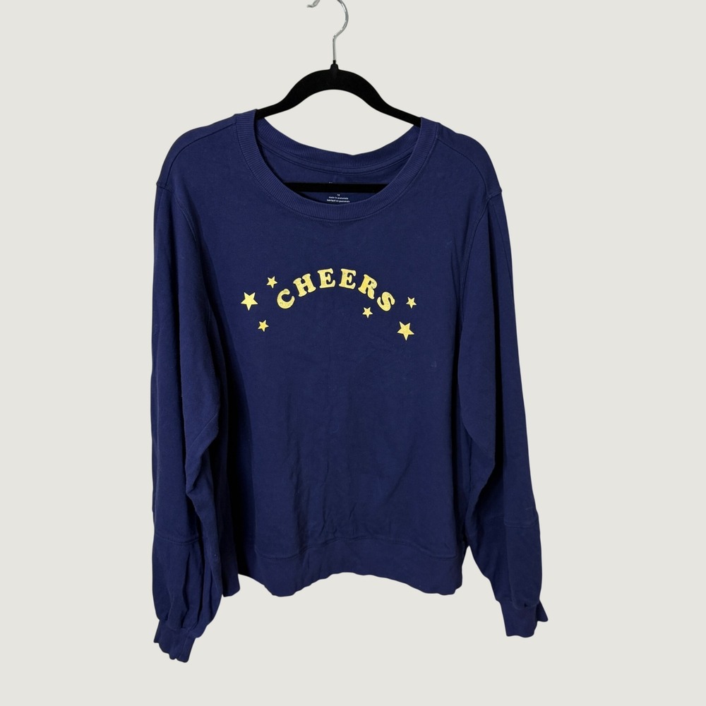 A+ by Anthropologie Cheers Star Sweatshirt Navy Blue Size 1X Preppy Collegiate